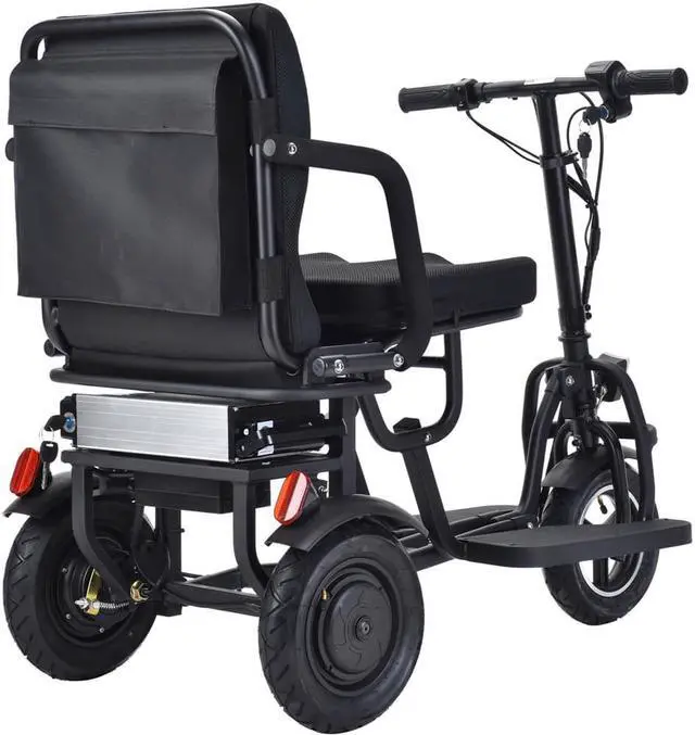 Alt view image 6 of 15 - Folding Mobility Electric Trike 48v 700w Dual Motor Lithium Black