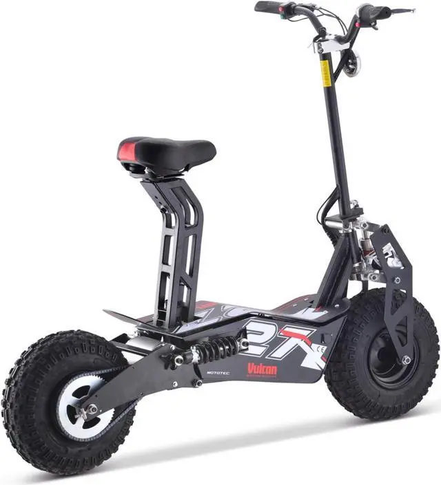 Alt view image 2 of 12 - MotoTec Vulcan 48v 1600w Electric Scooter Black