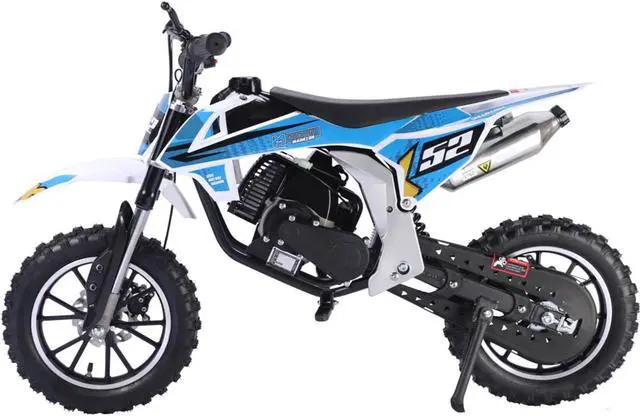 Alt view image 2 of 8 - Warrior 52cc 2-Stroke Kids Gas Dirt Bike Blue