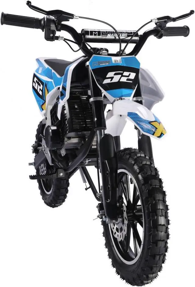 Alt view image 3 of 8 - Warrior 52cc 2-Stroke Kids Gas Dirt Bike Blue