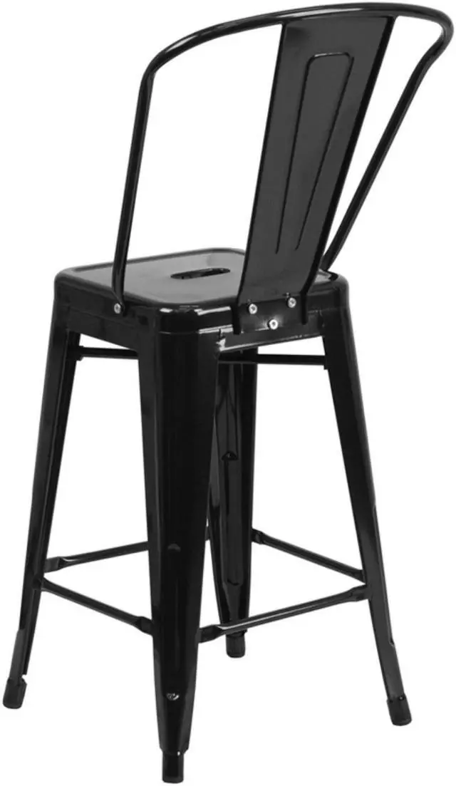 Alt view image 18 of 20 - Flash Furniture Metal Indoor/Outdoor Stool, 24", Black