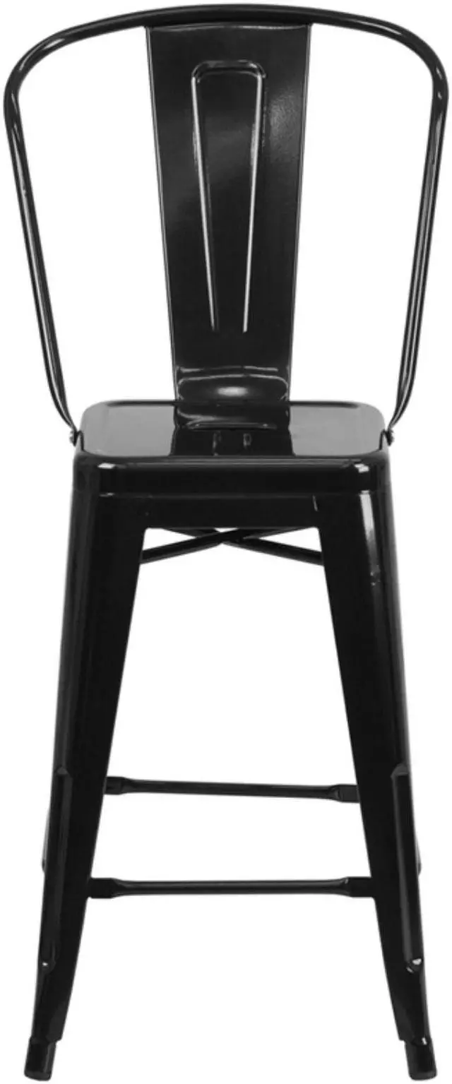 Alt view image 19 of 20 - Flash Furniture Metal Indoor/Outdoor Stool, 24", Black