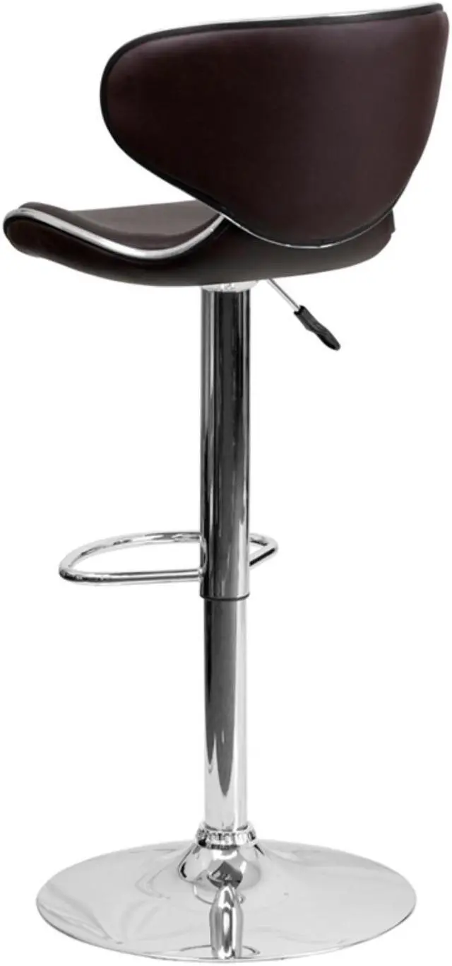 Alt view image 19 of 20 - Contemporary Cozy Mid-Back Brown Vinyl Adjustable Height Barstool with Chrome Base