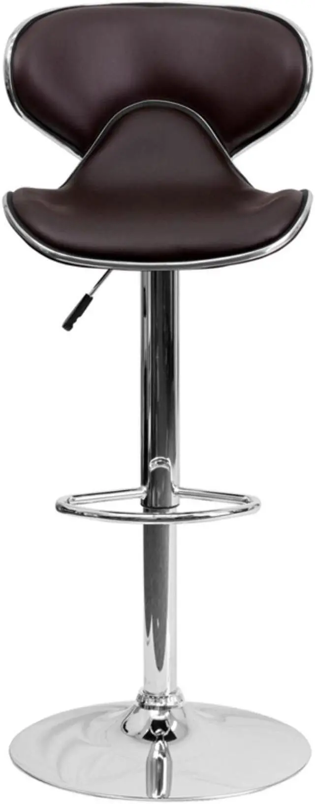 Alt view image 20 of 20 - Contemporary Cozy Mid-Back Brown Vinyl Adjustable Height Barstool with Chrome Base