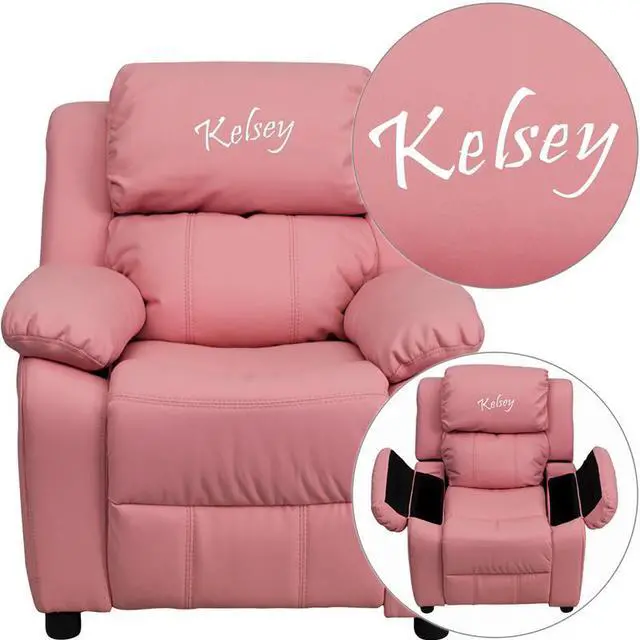 Main image of Personalized PK Kids Recliner BT-7985-KID-PINK-TXTEMB-GG