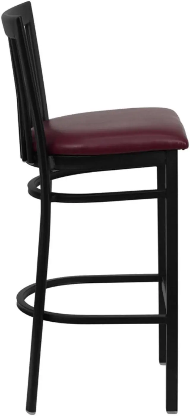 Alt view image 2 of 14 - Flash Furniture XU-DG6R8BSCH-BAR-BURV-GG Hercules Series Black School House Back Metal Restaurant Bar Stool with Burgundy Vinyl Seat
