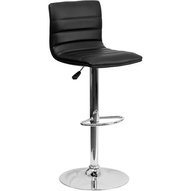 Alt view image 9 of 11 - Flash Furniture Contemporary Horizontal Line Design Adjustable Bar Stool with Chrome Base
