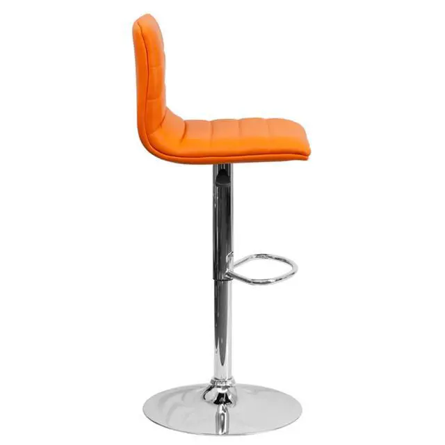 Alt view image 13 of 14 - Flash Furniture CH-92023-1-ORG-GG Contemporary Orange Vinyl Adjustable Height Bar Stool with Chrome Base