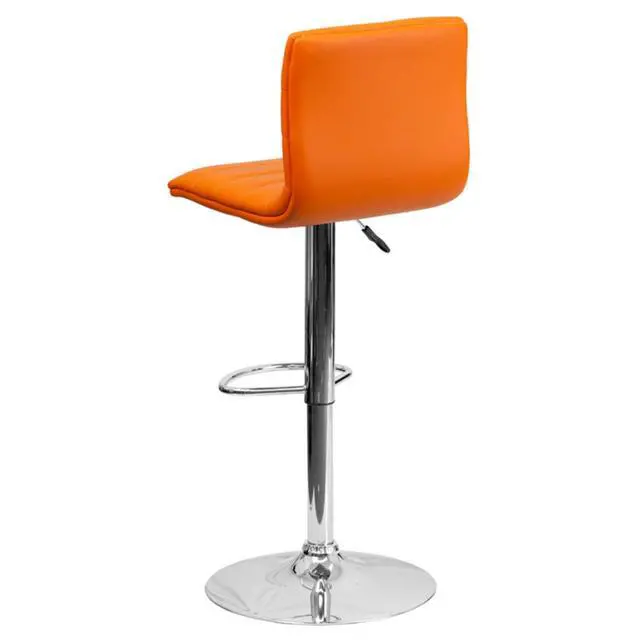Alt view image 14 of 14 - Flash Furniture CH-92023-1-ORG-GG Contemporary Orange Vinyl Adjustable Height Bar Stool with Chrome Base