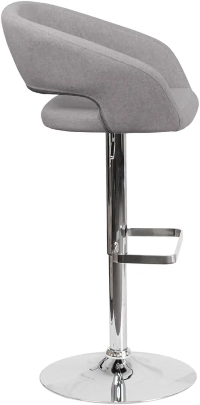 Alt view image 9 of 20 - Flash Furniture CH-122070-GYFAB-GG Contemporary Gray Fabric Adjustable Height Barstool with Chrome Base