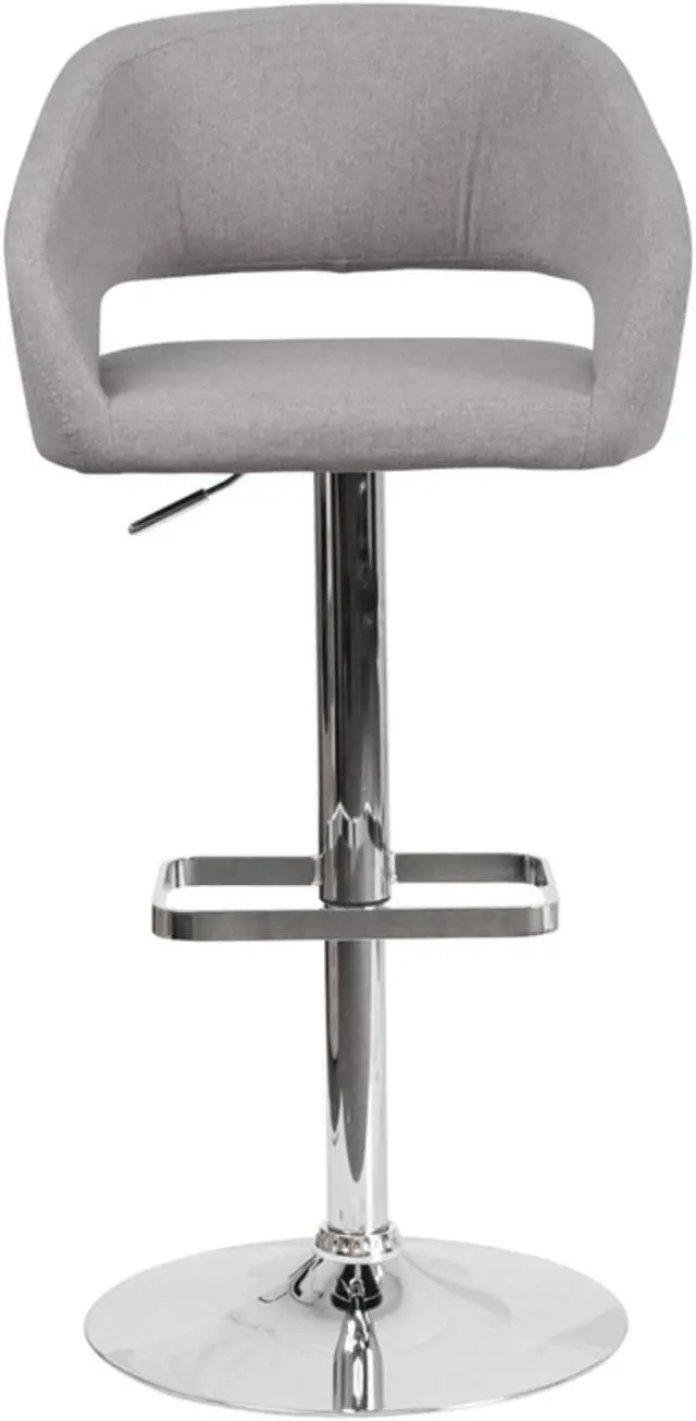 Alt view image 11 of 20 - Flash Furniture CH-122070-GYFAB-GG Contemporary Gray Fabric Adjustable Height Barstool with Chrome Base