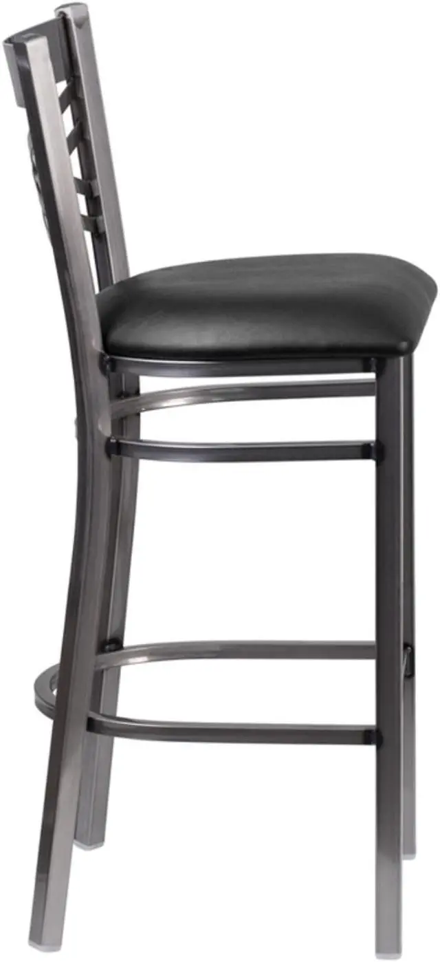 Alt view image 6 of 8 - Flash Furniture HERCULES Series Clear Coated ''X'' Back Metal Restaurant Barstool - Black Vinyl Seat