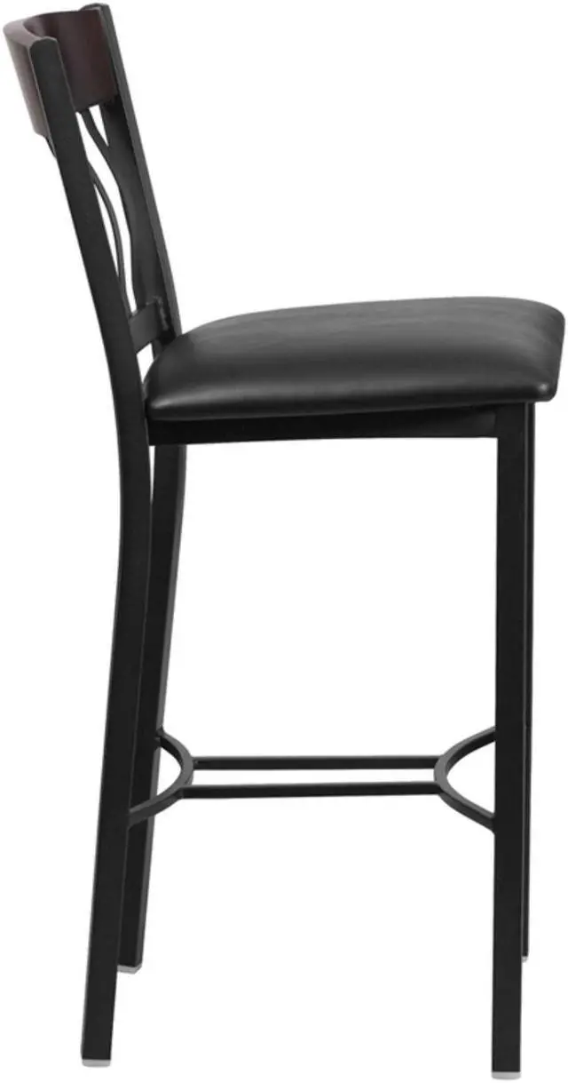 Alt view image 8 of 17 - Flash Furniture HERCULES Series Clear Coated ''X'' Back Metal Restaurant Chair - Natural Wood Seat
