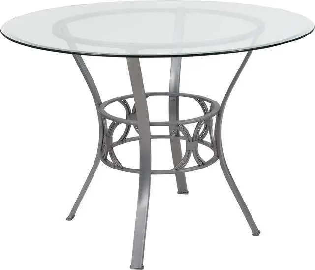 Main image of Flash Furniture Carlisle 42'' Round Glass Dining Table with Silver Metal Frame