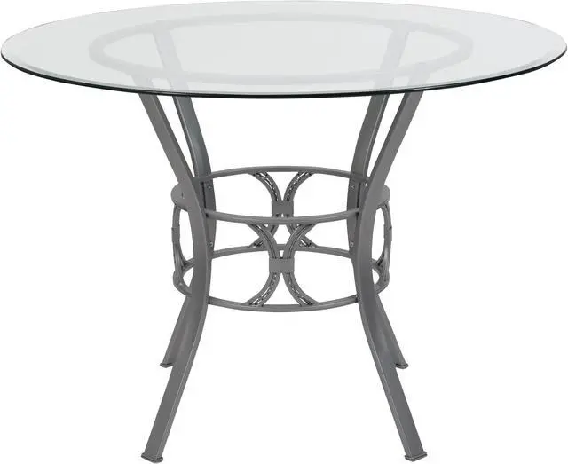 Alt view image 2 of 7 - Flash Furniture Carlisle 42'' Round Glass Dining Table with Silver Metal Frame