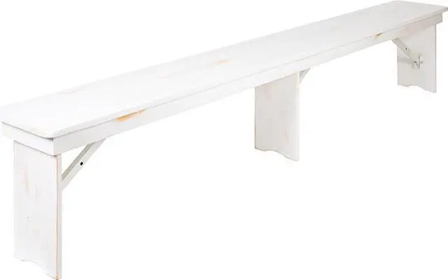 Alt view image 16 of 20 - HERCULES Series 8' x 12" Antique Rustic Solid White Pine Folding Farm Bench with 3 Legs