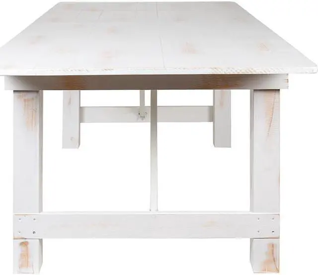 Alt view image 5 of 16 - HERCULES Series 7' x 40" Rectangular Antique Rustic White Solid Pine Folding Farm Table