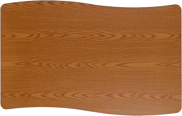 Alt view image 4 of 11 - 28"W x 47.5"L Rectangular Wave Flexible Collaborative Oak Finish Laminate Activity Table - Standard Height Adjustable Legs