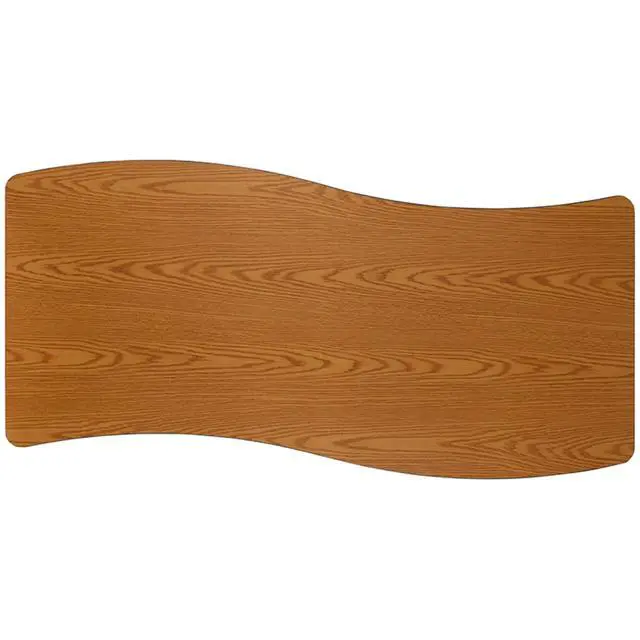 Alt view image 4 of 11 - 26"W x 60"L Rectangular Wave Flexible Collaborative Oak Thermal Laminate Activity Table - Height Adjustable Short Legs