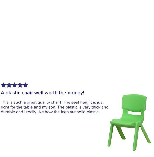 Alt view image 6 of 9 - 2 Pack Green Plastic Stackable School Chair with 10.5'' Seat Height