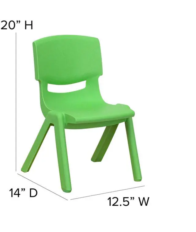 Alt view image 8 of 9 - 2 Pack Green Plastic Stackable School Chair with 10.5'' Seat Height