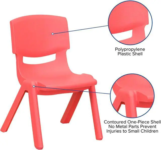 Alt view image 17 of 17 - 2 Pack Red Plastic Stackable School Chair with 10.5'' Seat Height