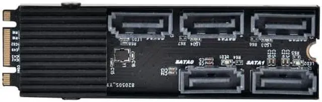Alt view image 6 of 6 - 5-Port SATA Gen3 6Gbps Non-RAID M.2 PCIe storage expansion card