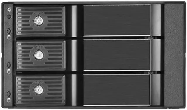 Alt view image 2 of 6 - Two 5.25" device bay to three 3.5" SAS-12G / SATA 6Gbit/s trayless hot-swap cage