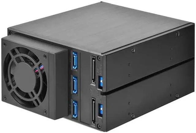 Alt view image 6 of 6 - Two 5.25" device bay to three 3.5" SAS-12G / SATA 6Gbit/s trayless hot-swap cage