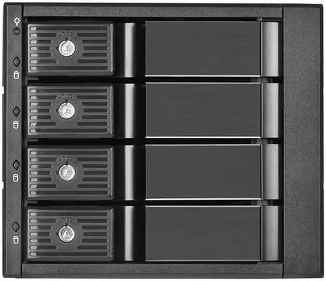Alt view image 2 of 6 - Three 5.25" device bay to four 3.5" SAS-12G / SATA 6Gbit/s trayless hot-swap cage