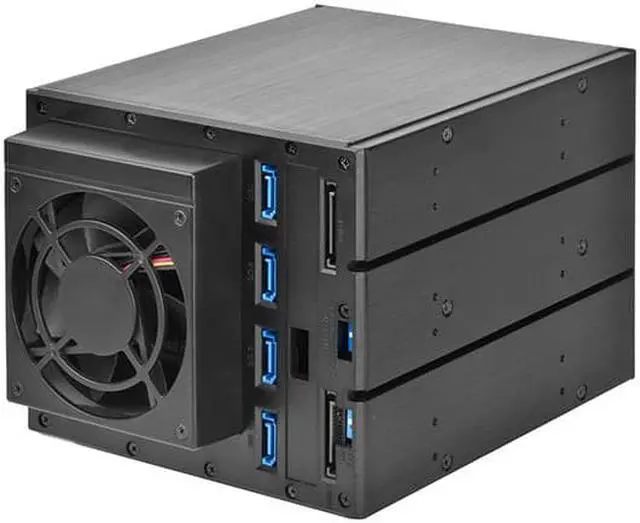 Alt view image 6 of 6 - Three 5.25" device bay to four 3.5" SAS-12G / SATA 6Gbit/s trayless hot-swap cage