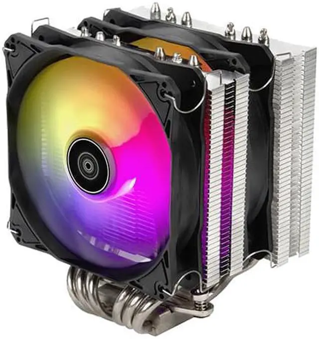 Alt view image 2 of 6 - Dual tower CPU cooler with 6 heat-pipes and dual 120mm ARGB fans