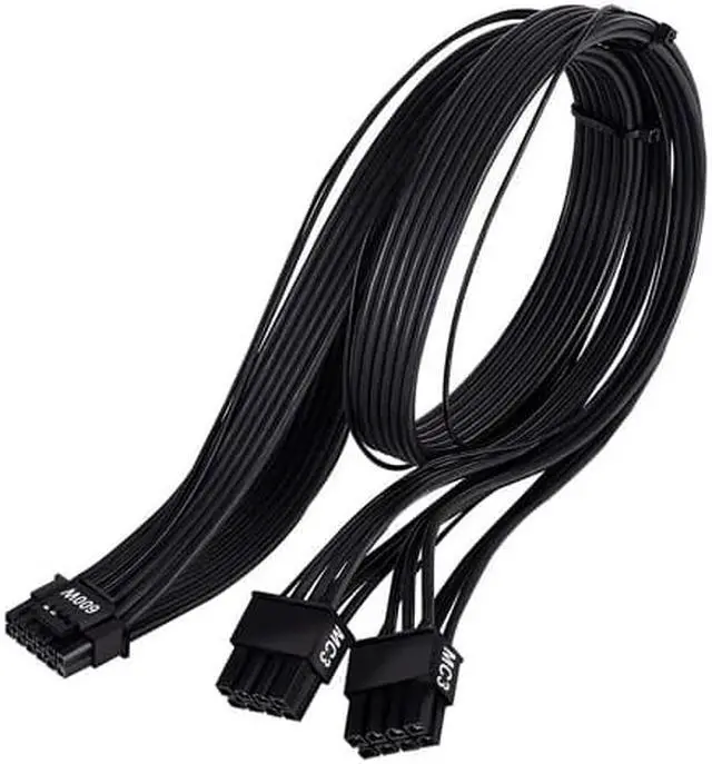Alt view image 3 of 6 - 2 x EPS 8 pin (PSU) to 12+4 pin (GPU) 12VHPWR PCIe Gen5 cable