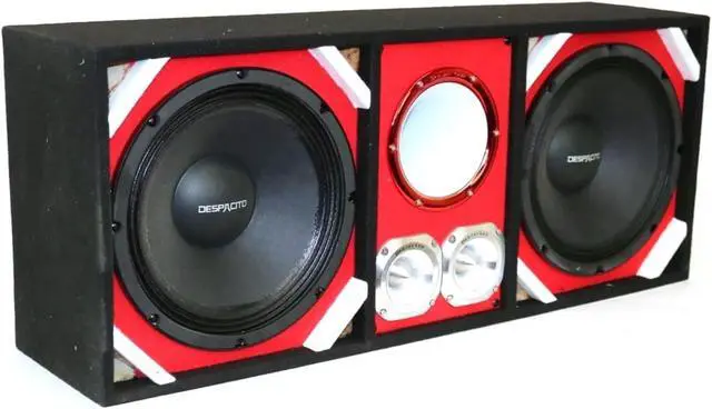 Main image of Loaded Box withTwo Despacito Heavy Duty 12-in Woofers One Horn and withTwo Bullet Tweeters RED