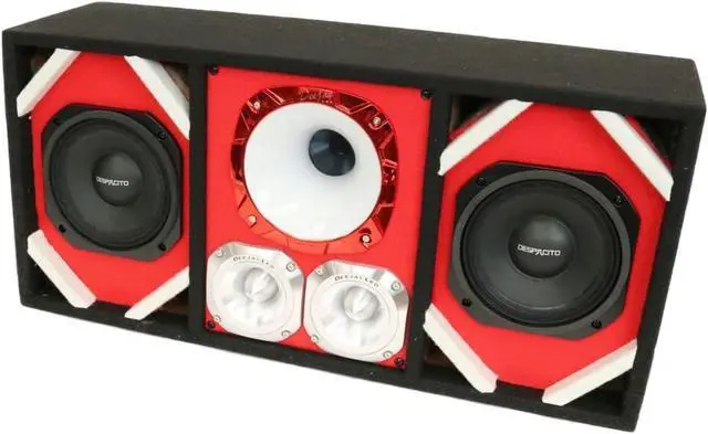 Main image of Loaded Box withTwo Despacito Heavy Duty 6-in Woofers One Horn and withTwo Bullet Tweeters RED