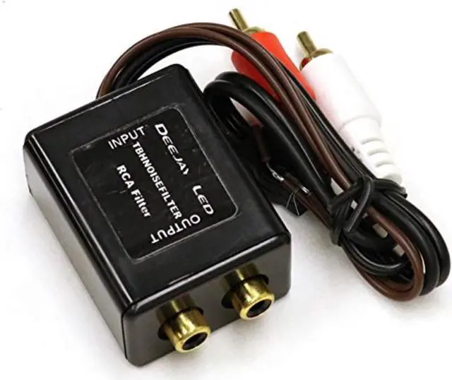 Main image of RCA Ground Loop Isolation Noise Filter for use with car stereos where a whistle noise is heard
