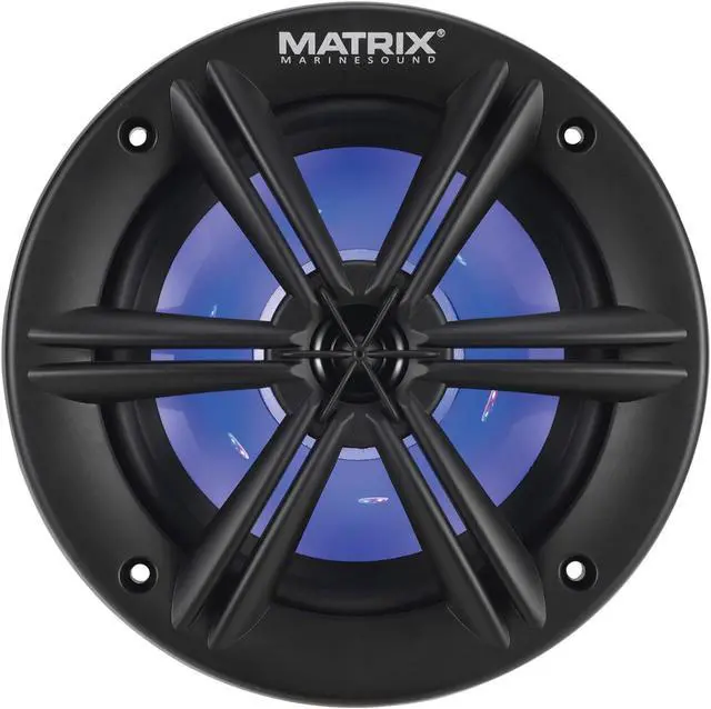 Main image of 6.5-in 200W 2-Way Marine Speaker System BLACK with RGB LED Lighted Cones