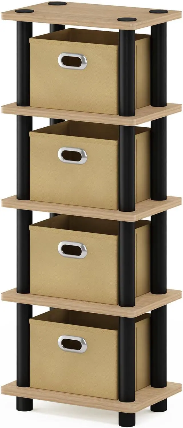 Alt view image 4 of 10 - Furinno 99150KO/BK/LB LACi 4-Bins System Rack, Oak