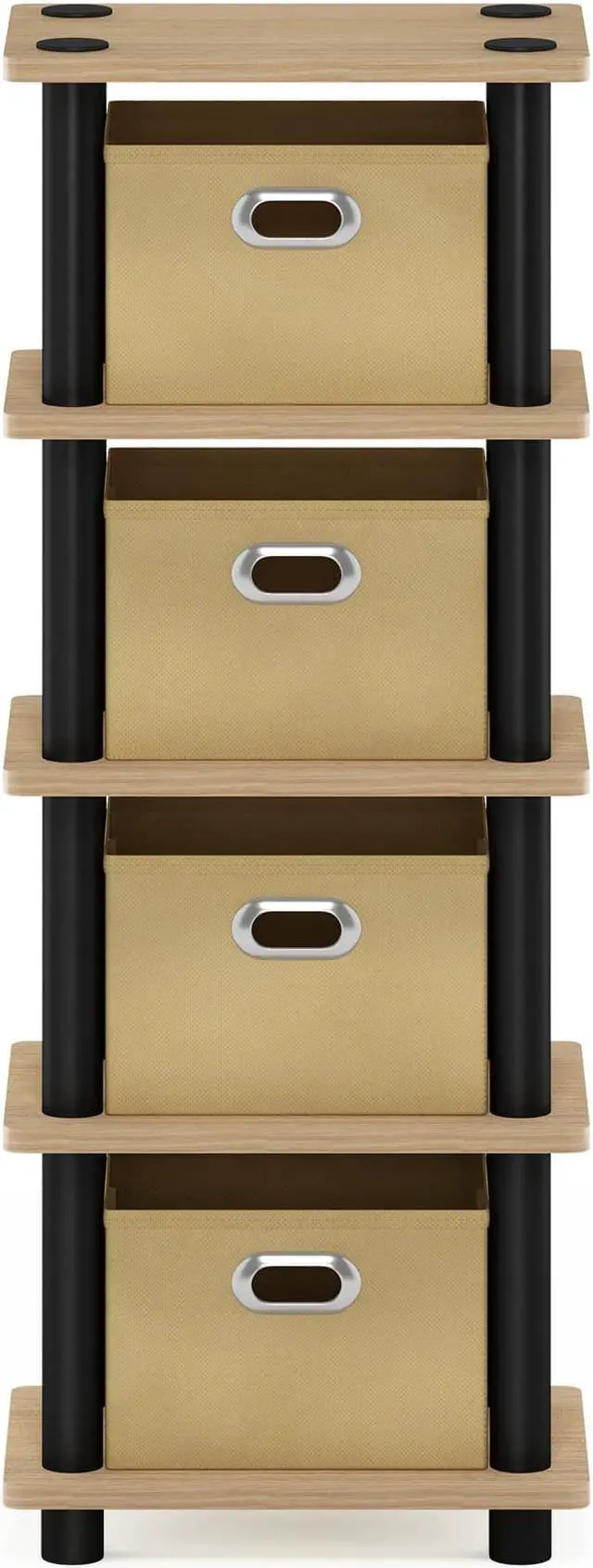 Alt view image 6 of 10 - Furinno 99150KO/BK/LB LACi 4-Bins System Rack, Oak