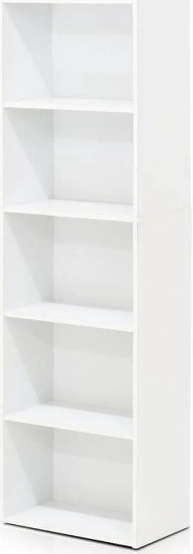Alt view image 10 of 12 - Furinno 5-Tier Reversible Color Open Shelf Bookcase , White