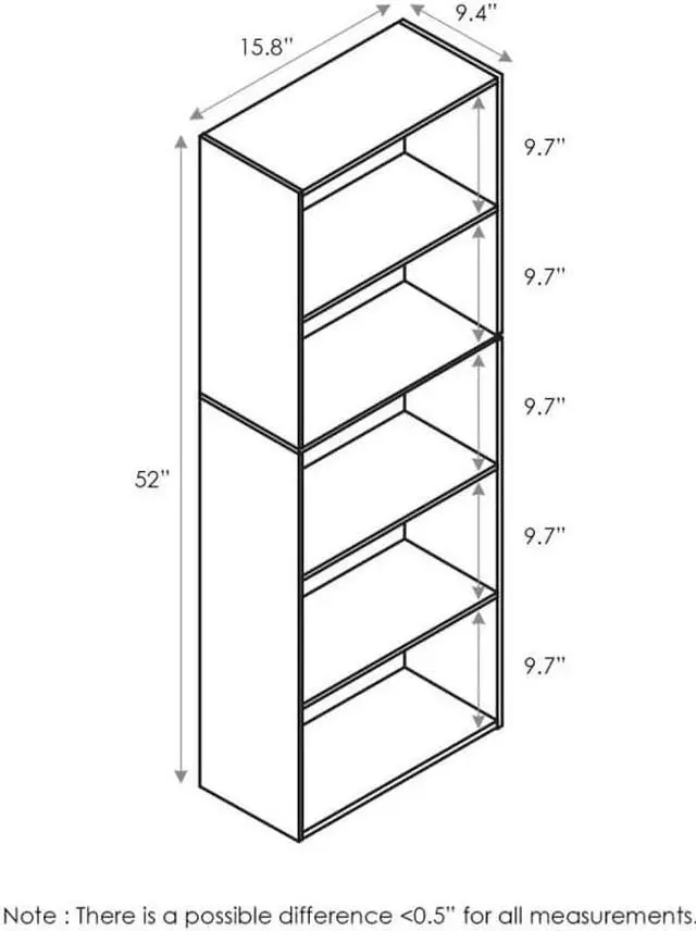 Alt view image 12 of 12 - Furinno 5-Tier Reversible Color Open Shelf Bookcase , White