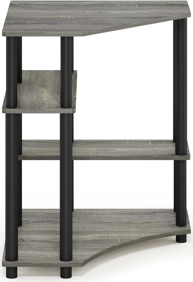 Alt view image 2 of 6 - Furinno Turn-N-Tube Space Saving Corner Desk with Shelves, French Oak Grey/Black