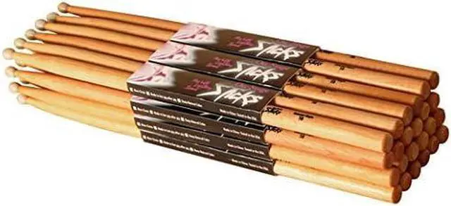 Alt view image 3 of 3 - On Stage Hickory 5B Nylon Tip Drumsticks 12 Pairs
