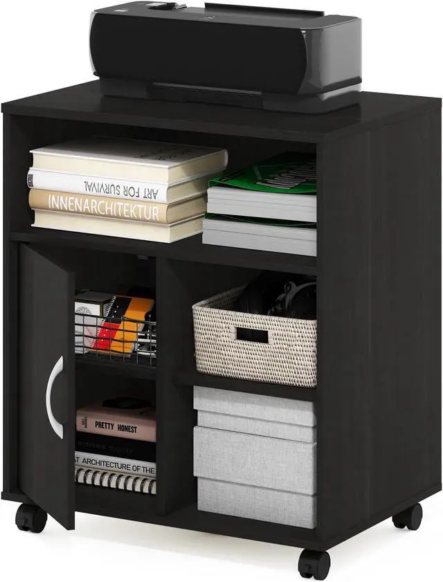Alt view image 5 of 6 - Furinno Econ Home Office Under Desk Printer Holder with Wheels, Espresso