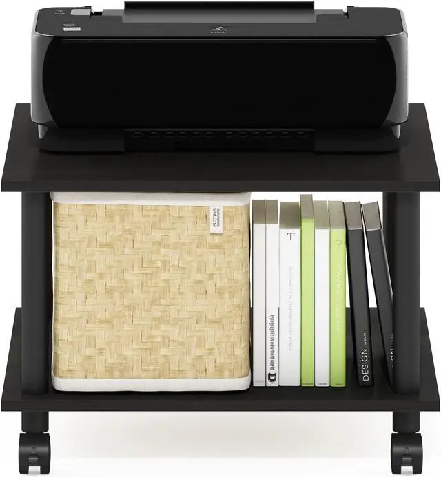 Alt view image 5 of 6 - Furinno Econ Home Office Under Desk CPU and Printer Stand with Wheels, Espresso/Black