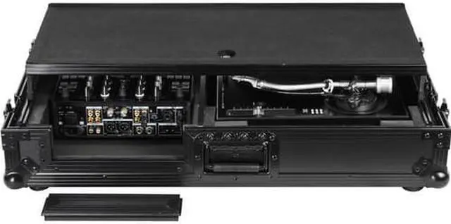 Alt view image 3 of 13 - BLACK LABEL LOW PROFILE (1-TEIR) GLIDE STYLE DJ COFFIN W/WHLS FOR A 10" FORMAT DJ MIXER & ONE TURNTABLE IN BATTLE POSITION