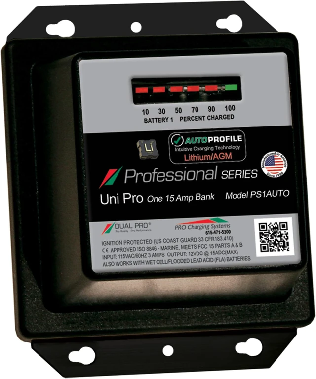 Alt view image 2 of 7 - Dual Pro PS1 Auto 15A - 1-Bank Lithium/AGM Battery Charger