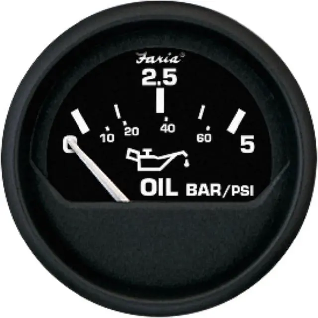 Main image of Faria Euro Black 2" Oil Pressure Gauge - Metric (5 Bar)