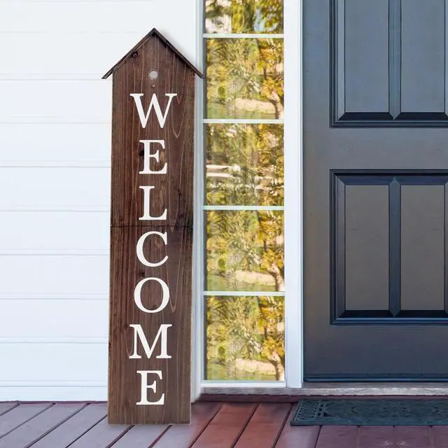 Alt view image 3 of 5 - TX USA Home Modern Decorative House Shaped Welcome Porch Sign - 48 Inch, Black, Two Foldable