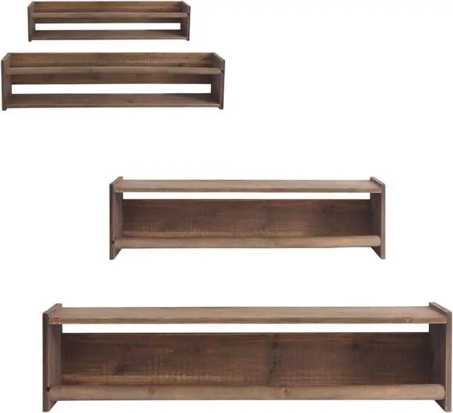 Main image of Wood Folating Wall Shelf Dark Stain Set of 2